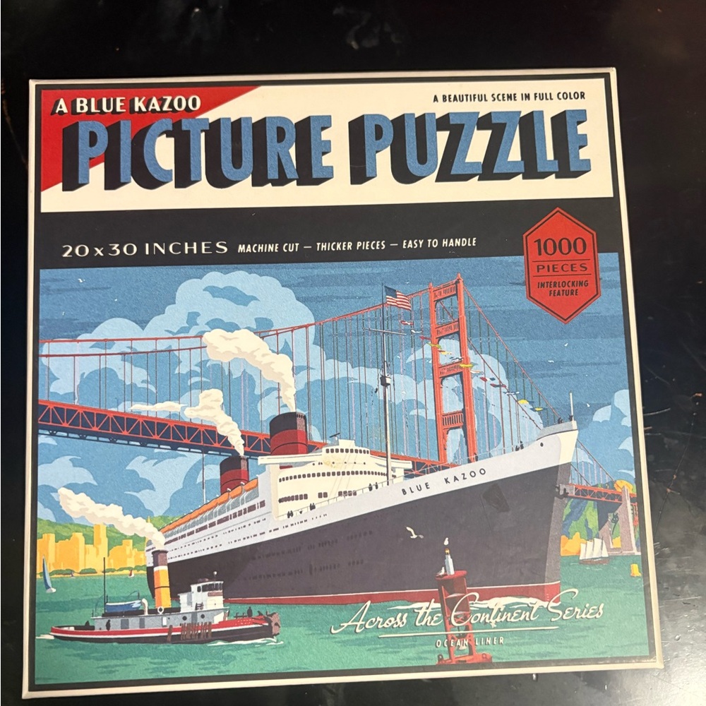 A Blue Kazoo Picture Puzzle - Vintage Ocean Liner Artwork - 1000pc